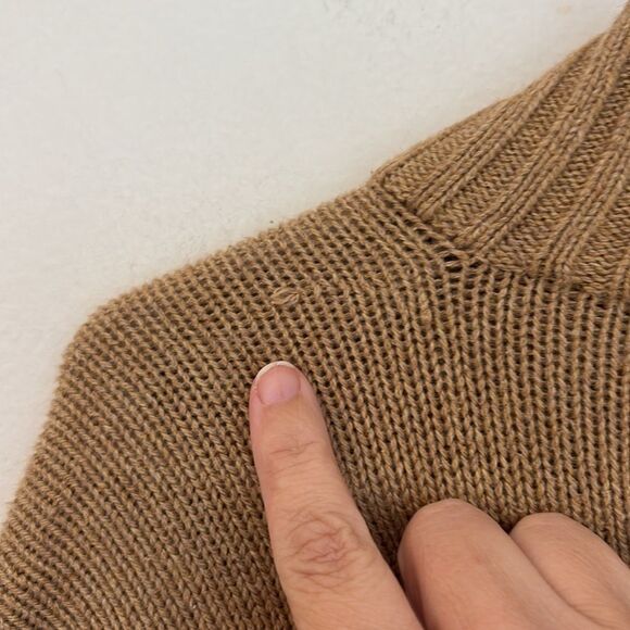 Ralph Lauren Men Women Unisex knit pullover Brown Zip-Up quarter zip Sweater LG - Picture 7 of 8